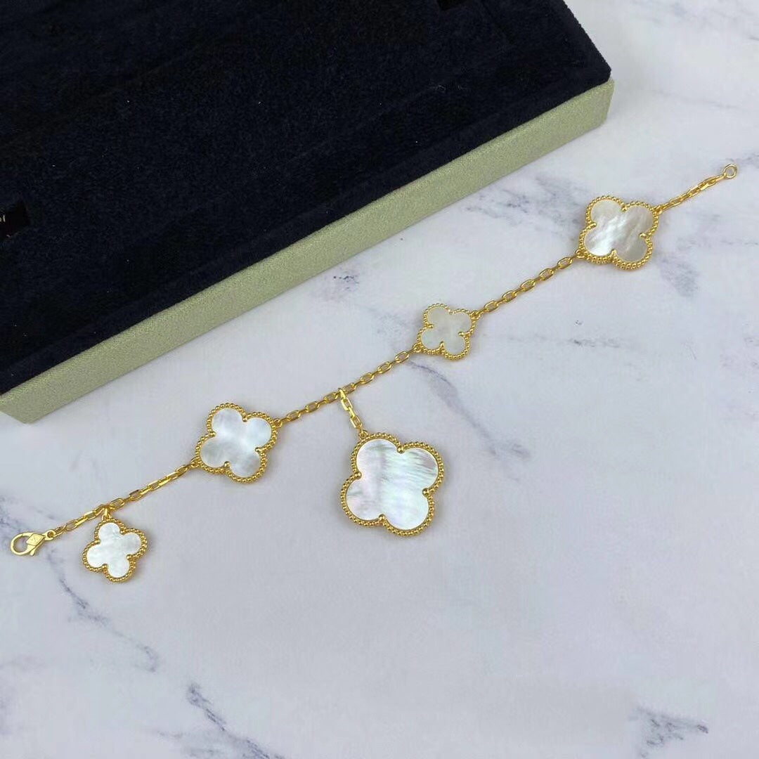 [Royal Jewelry]MAGIC CLOVER MOP GOLD BRACELET 5 MOTIFS