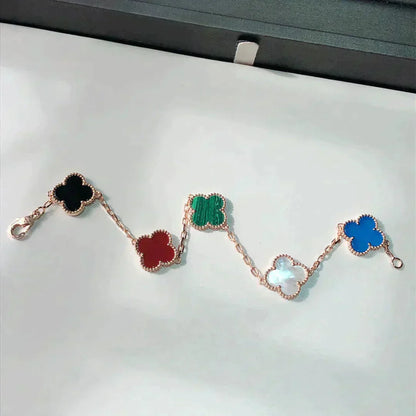 [Royal Jewelry]CLOVER 5 MOTIFS MULTICOLOR  BRACELET