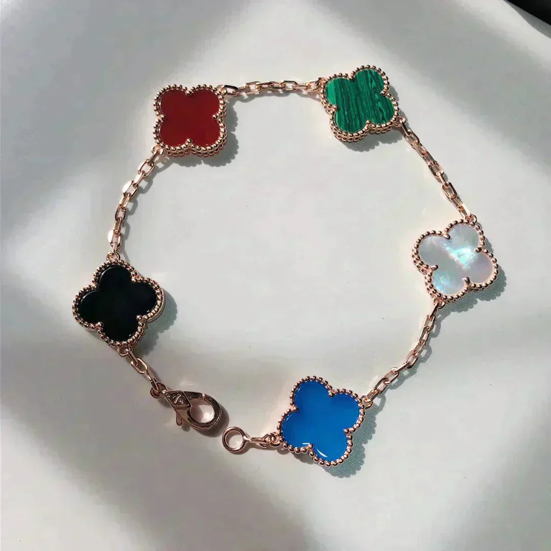[Royal Jewelry]CLOVER 5 MOTIFS MULTICOLOR  BRACELET