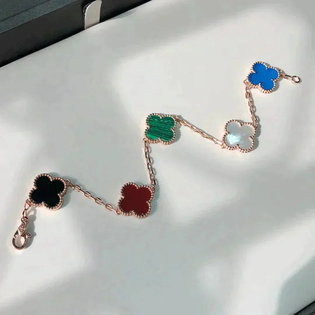 [Royal Jewelry]CLOVER 5 MOTIFS MULTICOLOR  BRACELET