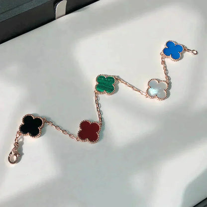[Royal Jewelry]CLOVER 5 MOTIFS MULTICOLOR  BRACELET