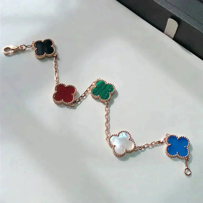 [Royal Jewelry]CLOVER 5 MOTIFS MULTICOLOR  BRACELET