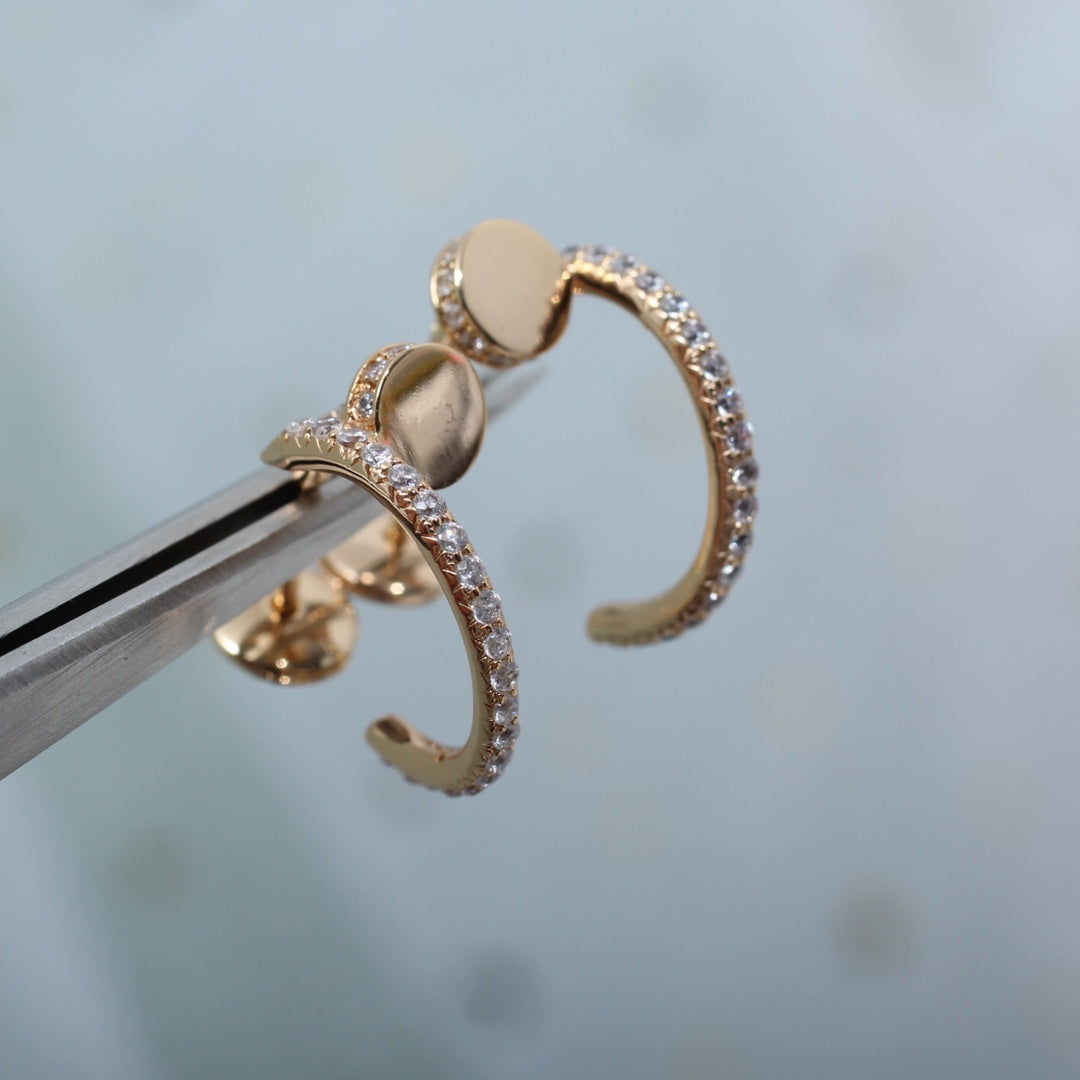[Royal Jewelry]JUSTE EARRINGS 12.75MM PINK GOLD DIAMOND