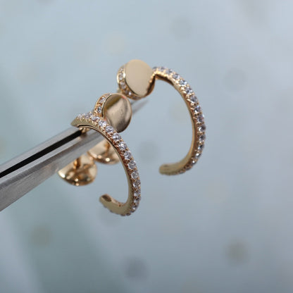 [Royal Jewelry]JUSTE EARRINGS 12.75MM PINK GOLD DIAMOND
