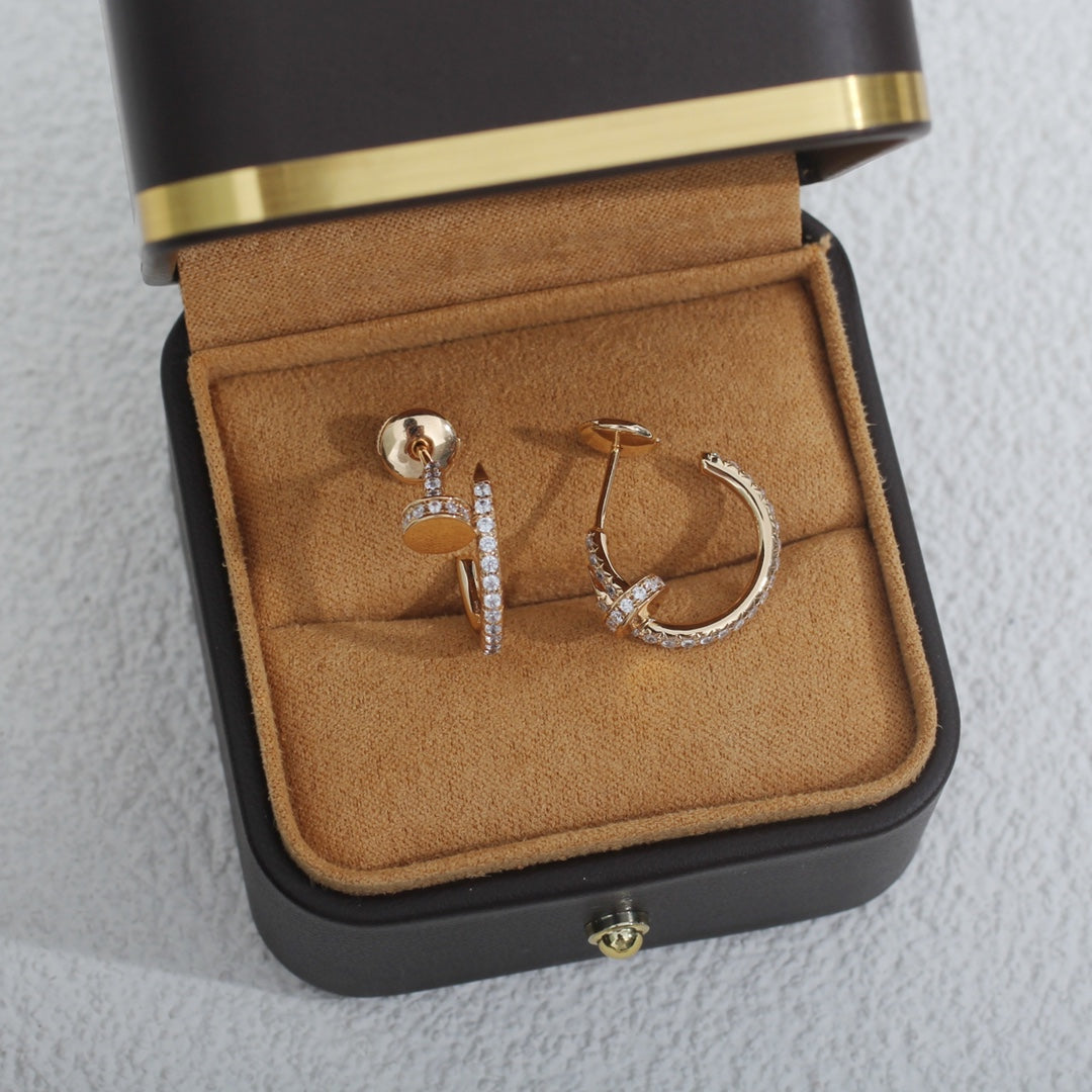 [Royal Jewelry]JUSTE EARRINGS 12.75MM PINK GOLD DIAMOND