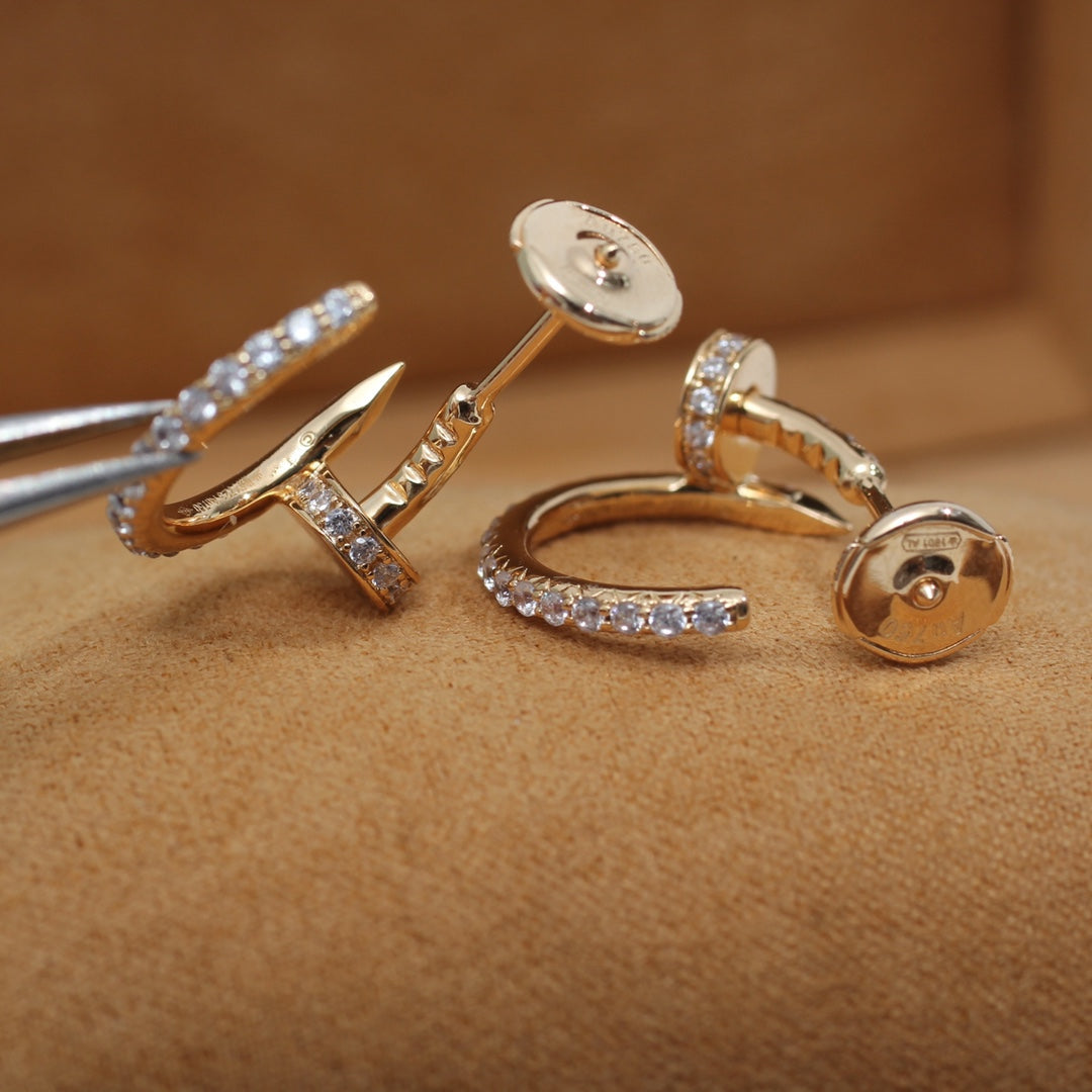 [Royal Jewelry]JUSTE EARRINGS 12.75MM PINK GOLD DIAMOND
