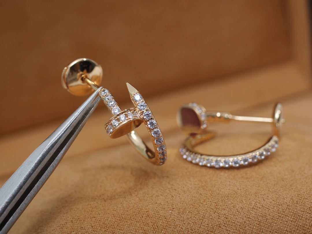 [Royal Jewelry]JUSTE EARRINGS 12.75MM PINK GOLD DIAMOND