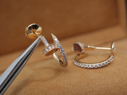 [Royal Jewelry]JUSTE EARRINGS 12.75MM PINK GOLD DIAMOND