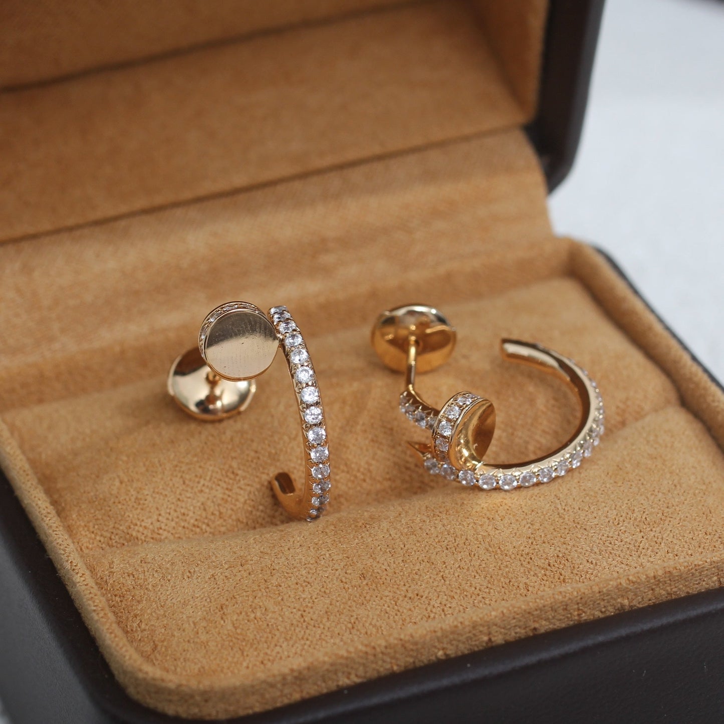 [Royal Jewelry]JUSTE EARRINGS 12.75MM PINK GOLD DIAMOND