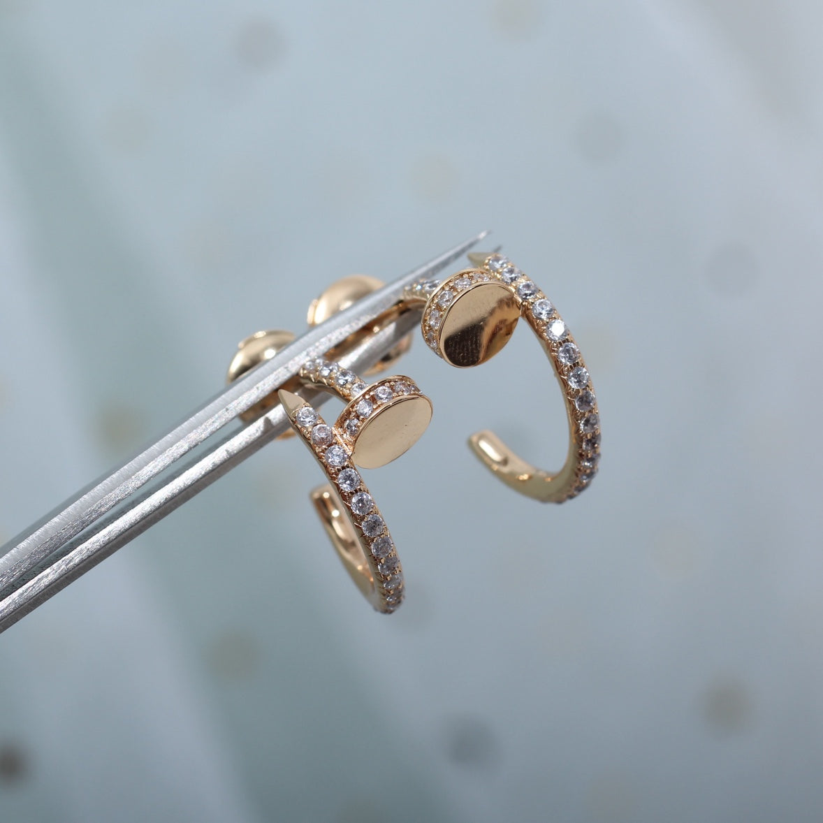 [Royal Jewelry]JUSTE EARRINGS 12.75MM PINK GOLD DIAMOND