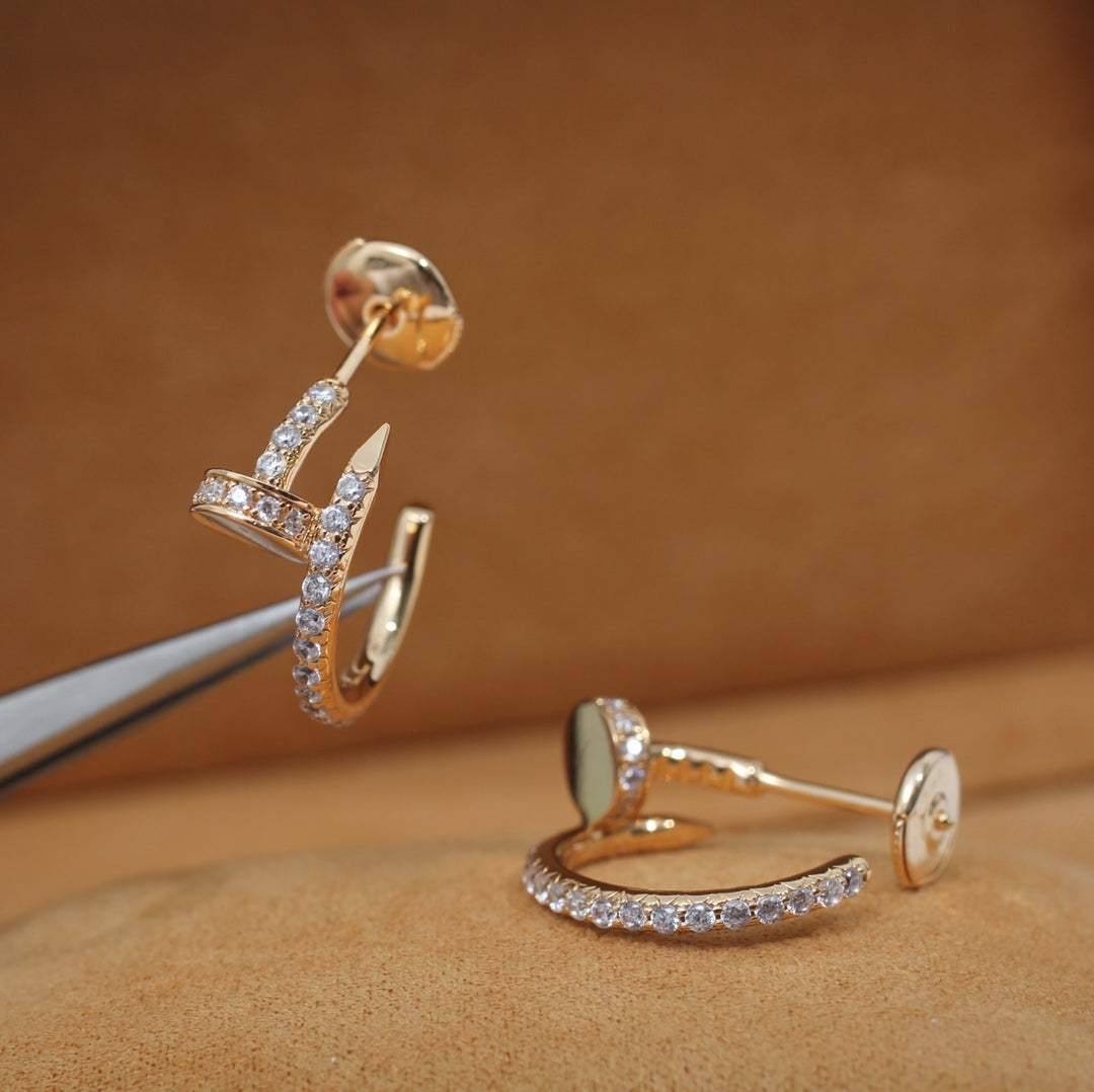 [Royal Jewelry]JUSTE EARRINGS 12.75MM PINK GOLD DIAMOND