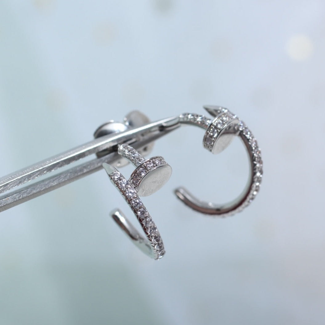 [Royal Jewelry]JUSTE EARRINGS 12.75MM SILVER DIAMOND