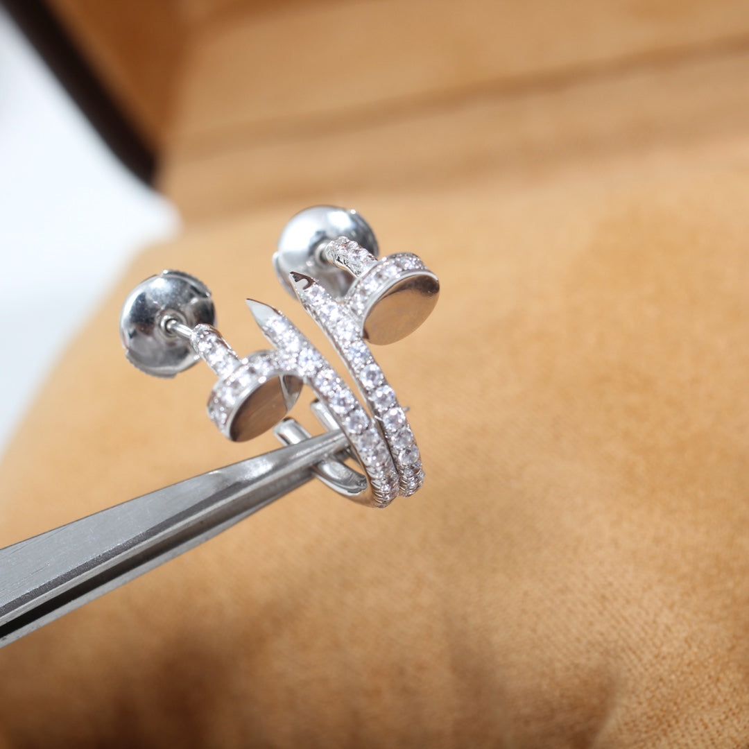 [Royal Jewelry]JUSTE EARRINGS 12.75MM SILVER DIAMOND