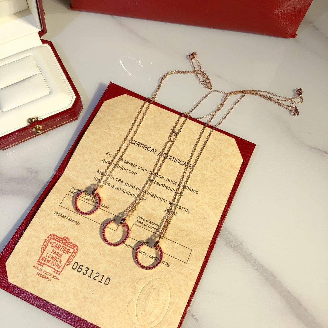 [Royal Jewelry]JUSTE NECKLACE GOLD RED DIAMONDS