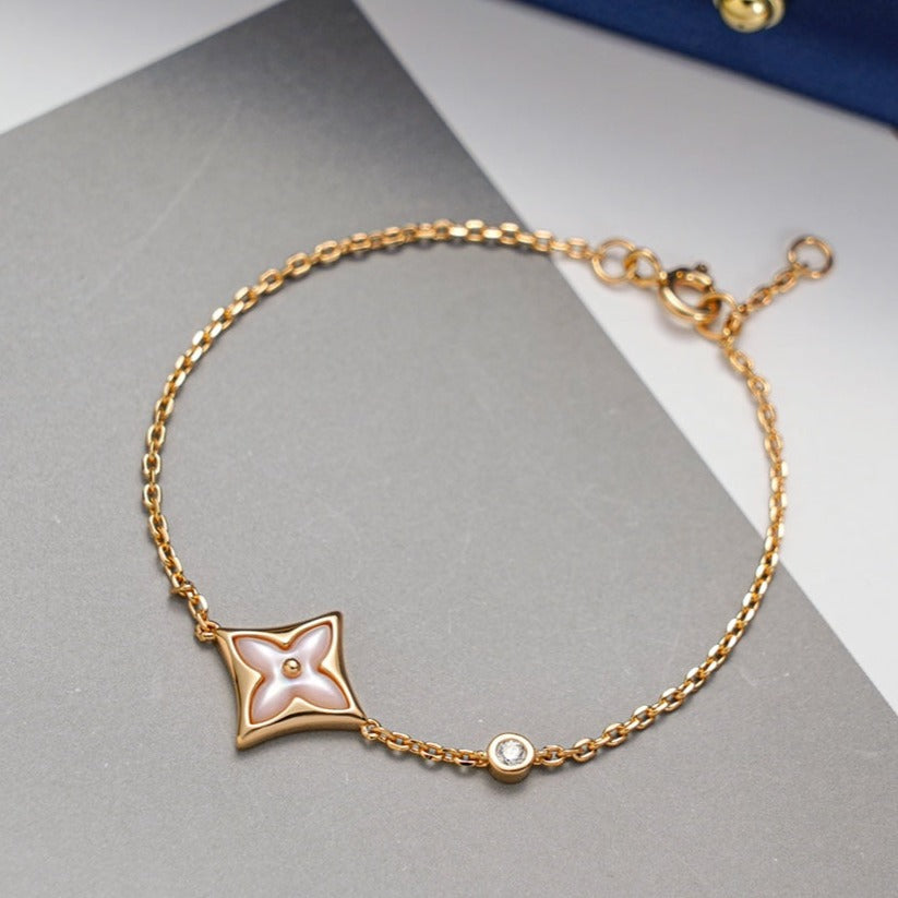 [Royal Jewelry]STAR 1 DIAMOND PINK GOLD BRACELET