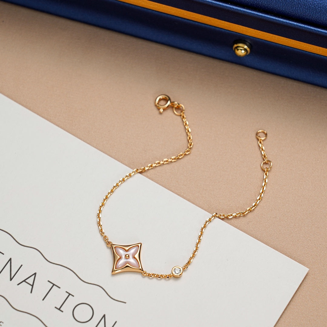 [Royal Jewelry]STAR 1 DIAMOND PINK GOLD BRACELET