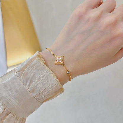 [Royal Jewelry]STAR 1 DIAMOND PINK GOLD BRACELET