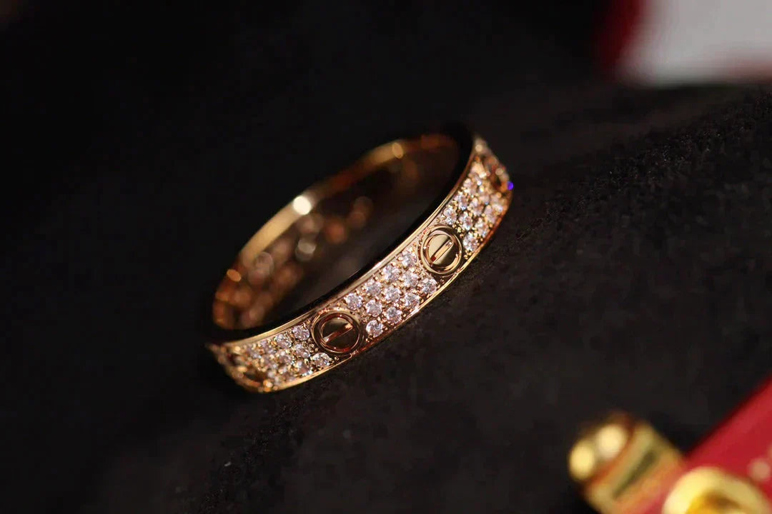 [Royal Jewelry]LOVE RING 3.6MM DIAMOND PAVED