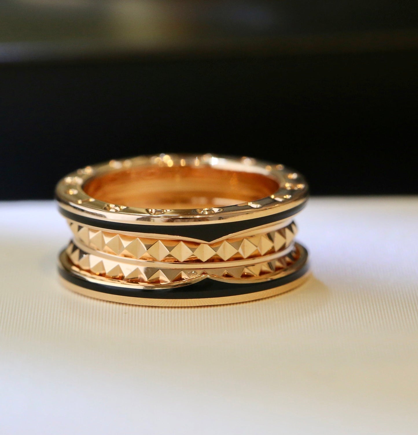 [Royal Jewelry]ZERO 1 PINK GOLD BLACK CERAMIC RING