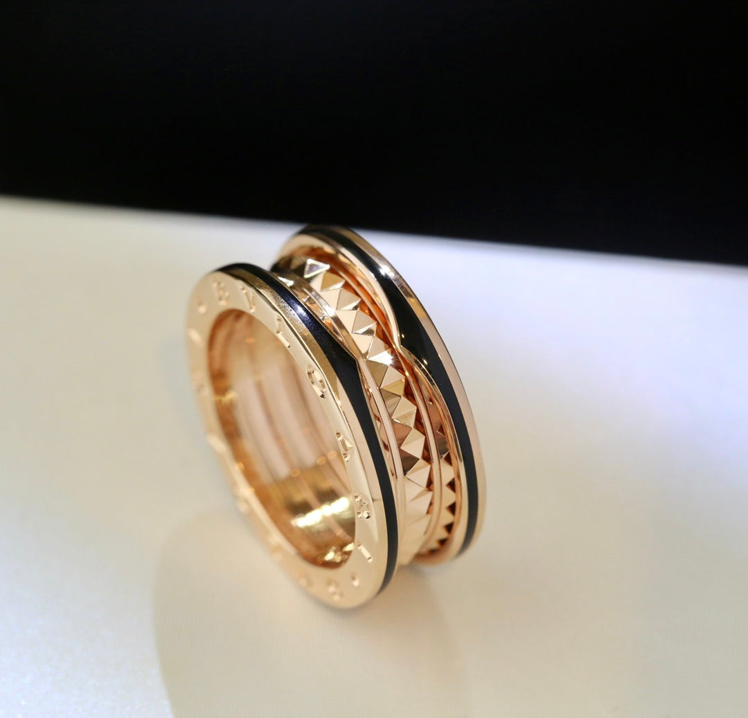 [Royal Jewelry]ZERO 1 PINK GOLD BLACK CERAMIC RING