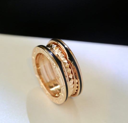 [Royal Jewelry]ZERO 1 PINK GOLD BLACK CERAMIC RING