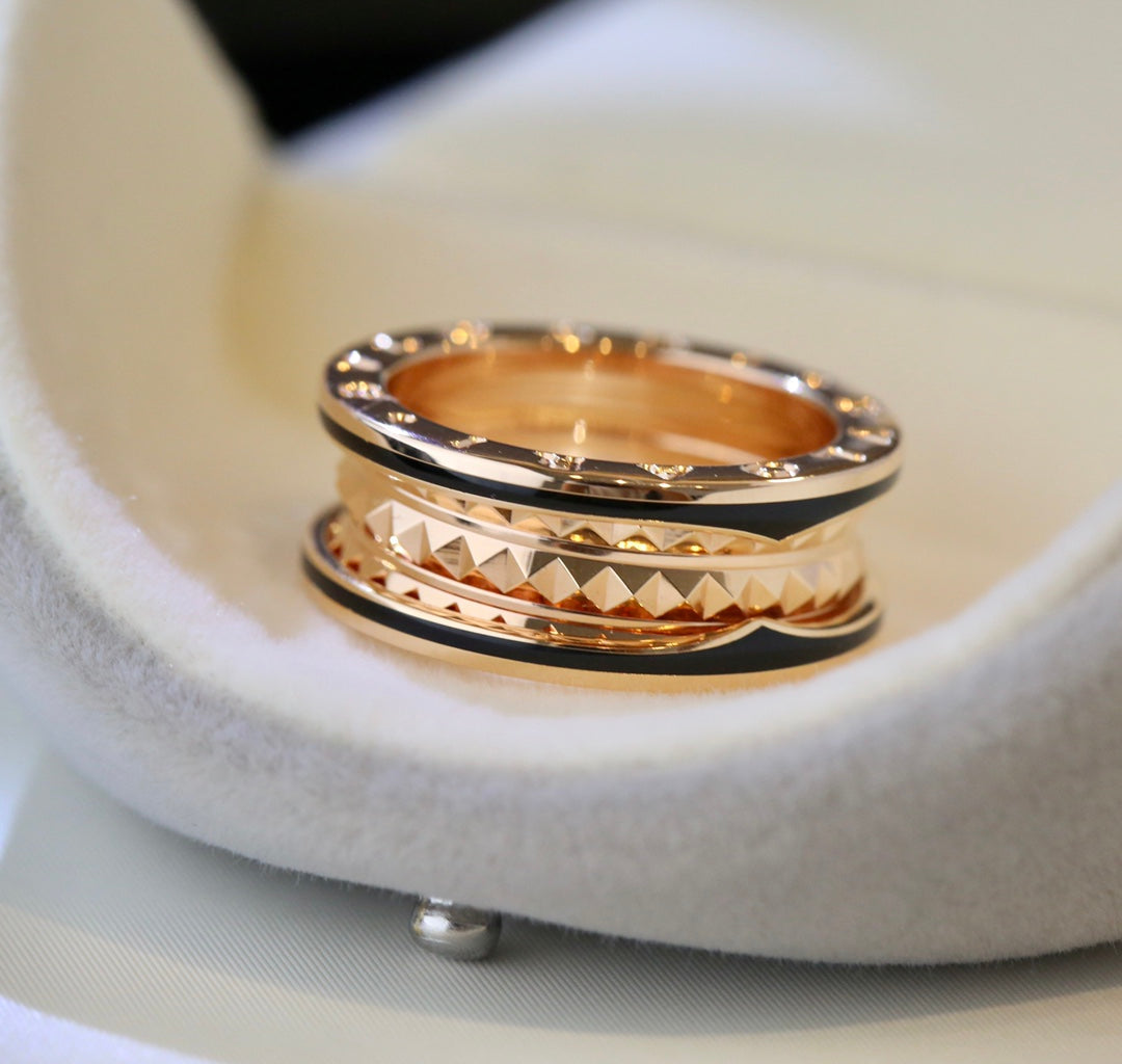 [Royal Jewelry]ZERO 1 PINK GOLD BLACK CERAMIC RING