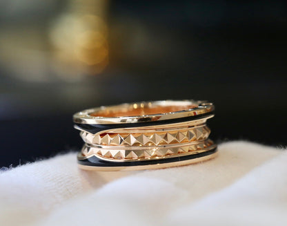 [Royal Jewelry]ZERO 1 PINK GOLD BLACK CERAMIC RING