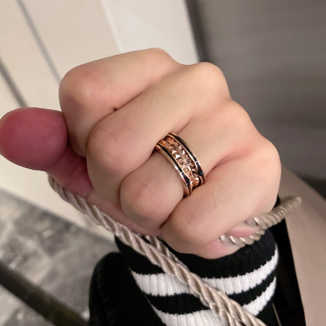 [Royal Jewelry]ZERO 1 PINK GOLD BLACK CERAMIC RING