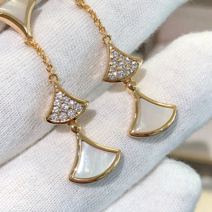 [Royal Jewelry]DREAM EARRINGS 3 MOTIFS DIAMOND MOP PINK GOLD