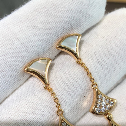 [Royal Jewelry]DREAM EARRINGS 3 MOTIFS DIAMOND MOP PINK GOLD