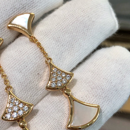 [Royal Jewelry]DREAM EARRINGS 3 MOTIFS DIAMOND MOP PINK GOLD