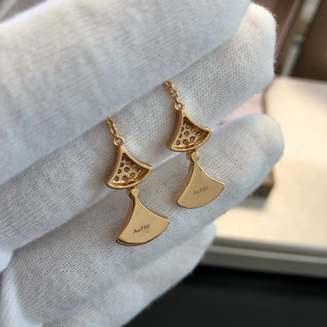 [Royal Jewelry]DREAM EARRINGS 3 MOTIFS DIAMOND MOP PINK GOLD