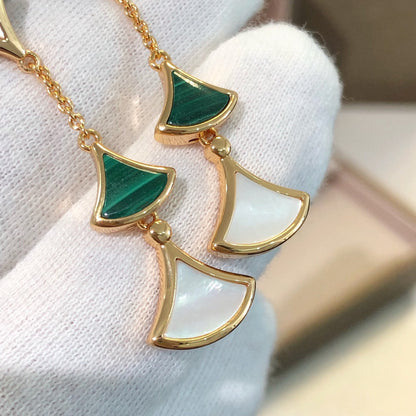 [Royal Jewelry]DREAM EARRINGS 3 MOTIFS MALACHITE MOP PINK GOLD