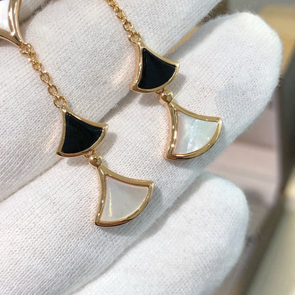 [Royal Jewelry]DREAM EARRINGS 3 MOTIFS ONYX MOP PINK GOLD