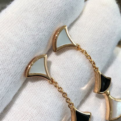 [Royal Jewelry]DREAM EARRINGS 3 MOTIFS ONYX MOP PINK GOLD