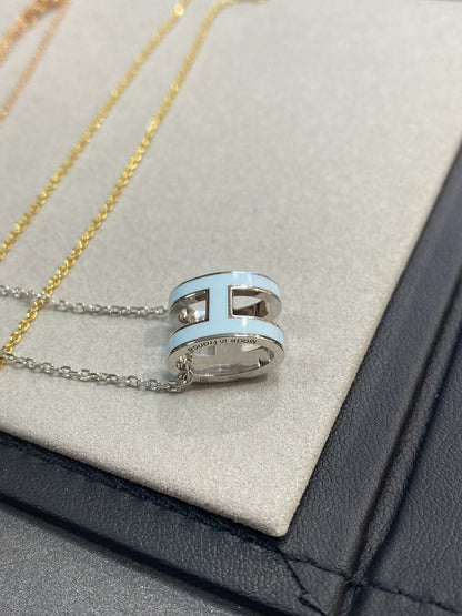 [Royal Jewelry]POP H LIGHT BLUE NECKLACE
