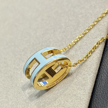 [Royal Jewelry]POP H LIGHT BLUE NECKLACE