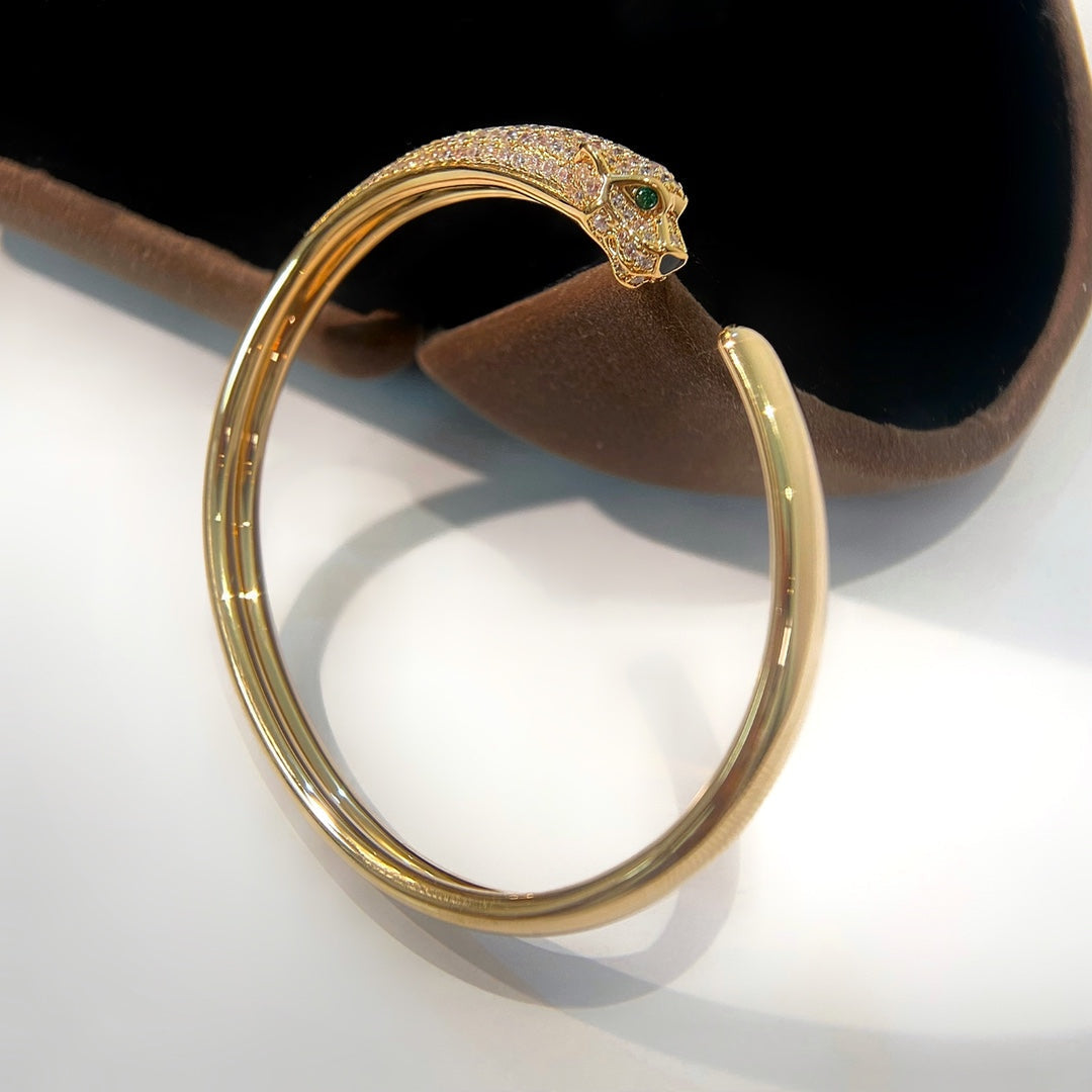 [Royal Jewelry]PANTHERE GOLD DIAMOND OPEN BRACELET