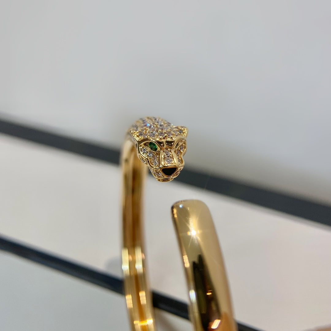 [Royal Jewelry]PANTHERE GOLD DIAMOND OPEN BRACELET