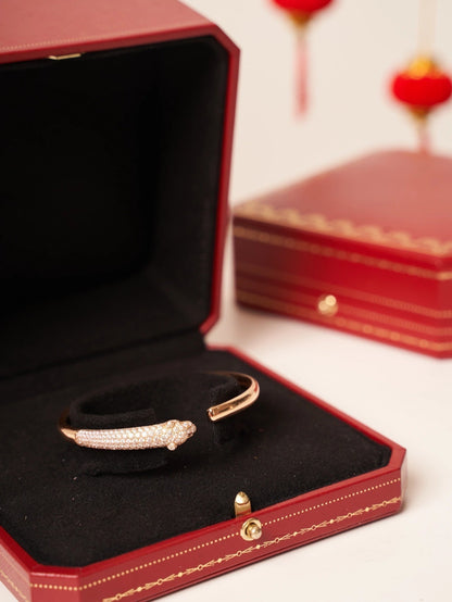 [Royal Jewelry]PANTHERE ROSE GOLD DIAMOND OPEN BRACELET
