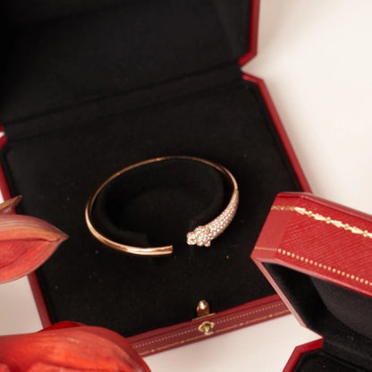 [Royal Jewelry]PANTHERE ROSE GOLD DIAMOND OPEN BRACELET