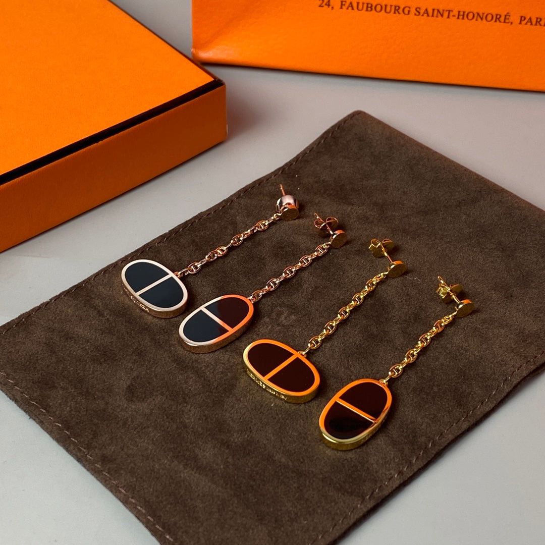 [Royal Jewelry]CHAINE VERSO BLACK CERAMIC EARRINGS