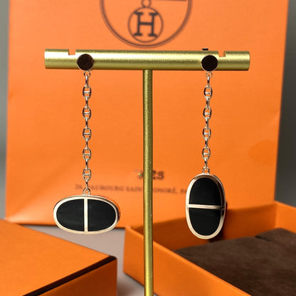 [Royal Jewelry]CHAINE VERSO BLACK CERAMIC EARRINGS