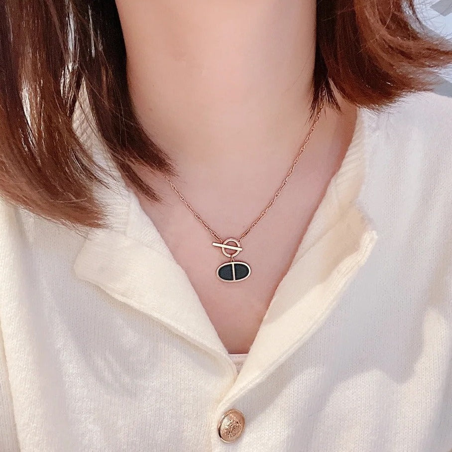[Royal Jewelry]CHAINE VERSO BLACK CERAMIC NECKLACE