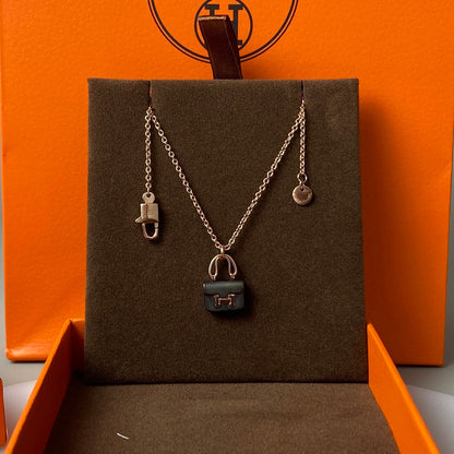 [Royal Jewelry]CONSTANCE BLACK PEDANT PINK GOLD NECKLACE