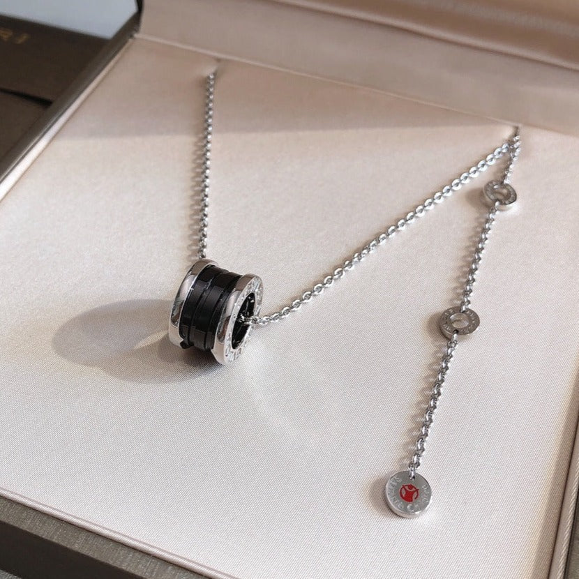 [Royal Jewelry]ZERO 1 BLACK CERAMIC SILVER NECKLACE
