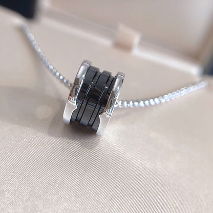 [Royal Jewelry]ZERO 1 BLACK CERAMIC SILVER NECKLACE