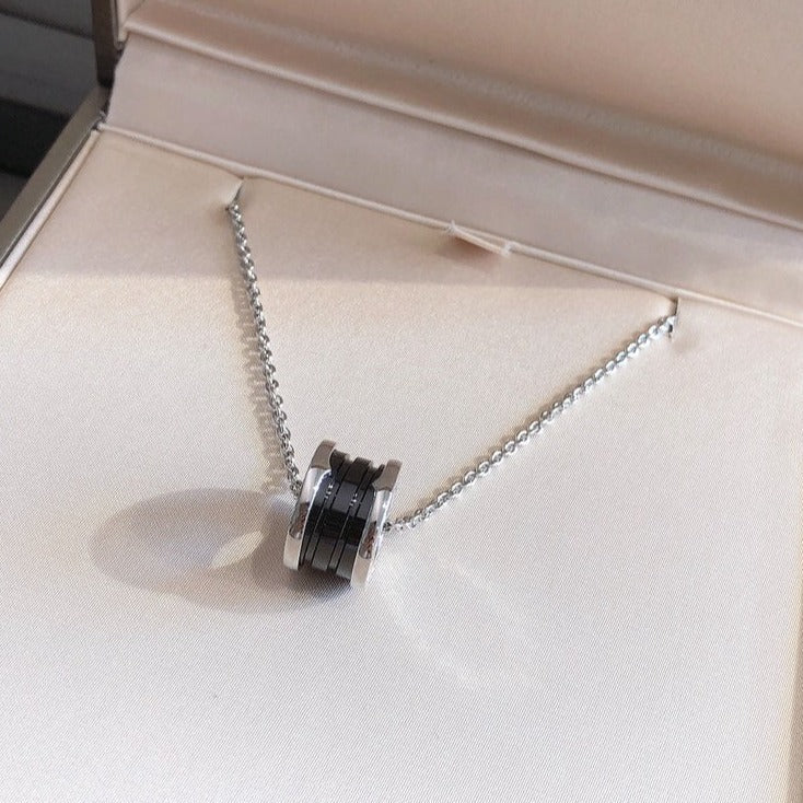 [Royal Jewelry]ZERO 1 BLACK CERAMIC SILVER NECKLACE