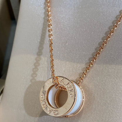 [Royal Jewelry]ZERO 1 WHITE CERAMIC PINK GOLD NECKLACE