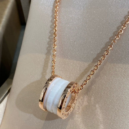 [Royal Jewelry]ZERO 1 WHITE CERAMIC PINK GOLD NECKLACE